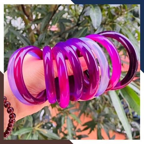 Vòng mã não liền khối 2 màu vân đỏ tím bản mo 10mm cho nữ mệnh hỏa / mệnh thổ mã AC120