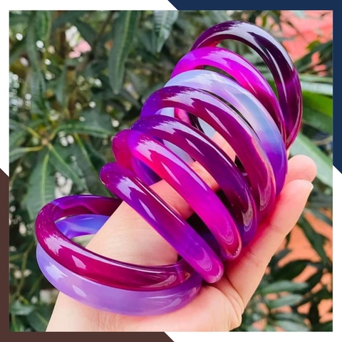 Vòng mã não liền khối 2 màu vân đỏ tím bản mo 10mm cho nữ mệnh hỏa / mệnh thổ mã AC120