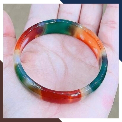 Vòng mã não tứ quý liền khối bản dẹt 10mm cho nữ mệnh kim, mộc, thủy, hỏa, thổ mã AC80