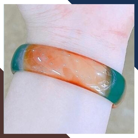 Vòng mã não tứ quý liền khối bản dẹt 10mm cho nữ mệnh kim, mộc, thủy, hỏa, thổ mã AC80