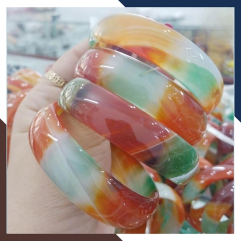 Vòng mã não tứ quý liền khối bản dẹt 10mm cho nữ mệnh kim, mộc, thủy, hỏa, thổ mã AC80