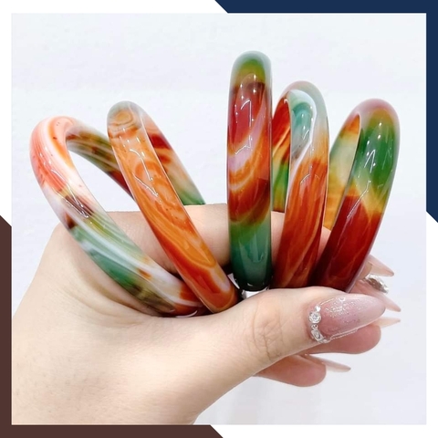 Vòng mã não tứ quý liền khối bản mo 10mm cho nữ mệnh kim, mộc, thủy, hỏa, thổ mã AC120