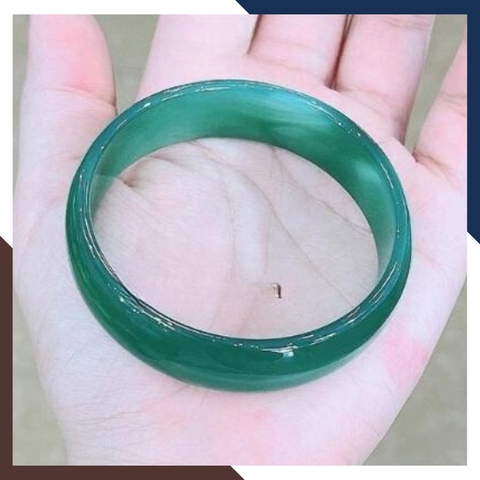 Vòng mã não xanh liền khối bản dẹt 10mm cho nữ mệnh mộc, mệnh hỏa mã AC80