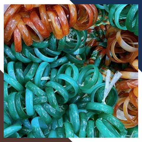 Vòng mã não xanh liền khối bản dẹt 10mm cho nữ mệnh mộc, mệnh hỏa mã AC80