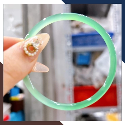 Vòng mã não xanh liền khối bản tròn nhỏ cho nữ mệnh mộc / mệnh hỏa mã AC80