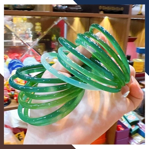 Vòng mã não xanh liền khối bản tròn nhỏ cho nữ mệnh mộc / mệnh hỏa mã AC80