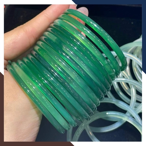 Vòng mã não xanh liền khối bản tròn nhỏ cho nữ mệnh mộc / mệnh hỏa mã AC80