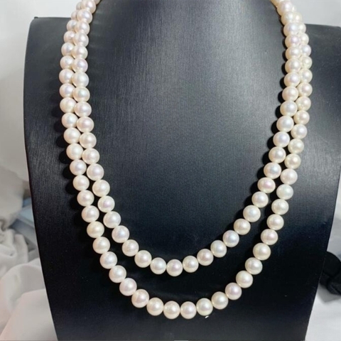 Vòng cổ ngọc trai 2 tầng cho phụ nữ trung niên mặc áo dài 89CH370