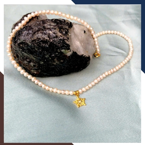 Vòng ngọc trai mix vàng, vòng cổ ngọc trai tự nhiên mặc áo dài cho nữ mã 67B2718