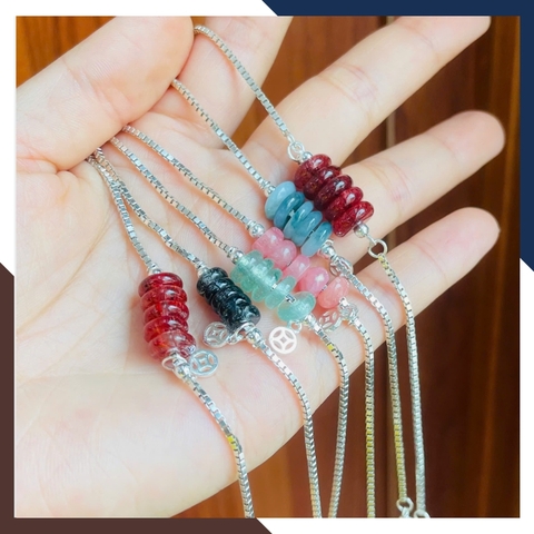 Vòng Ngũ Điếu Phối Bạc Cho Nữ Theo Mệnh Kim, Mộc Thuỷ, Hoả, Thổ LTBN95