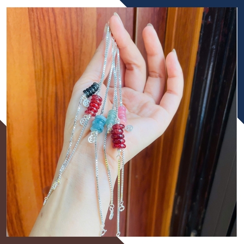 Vòng Ngũ Điếu Phối Bạc Cho Nữ Theo Mệnh Kim, Mộc Thuỷ, Hoả, Thổ LTBN95