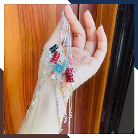 Vòng Ngũ Điếu Phối Bạc Cho Nữ Theo Mệnh Kim, Mộc Thuỷ, Hoả, Thổ LTBN95