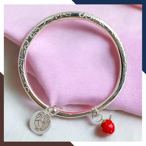Vòng tay bạc cho bé, lắc chân trẻ em khắc tên và con giáp mã AC250