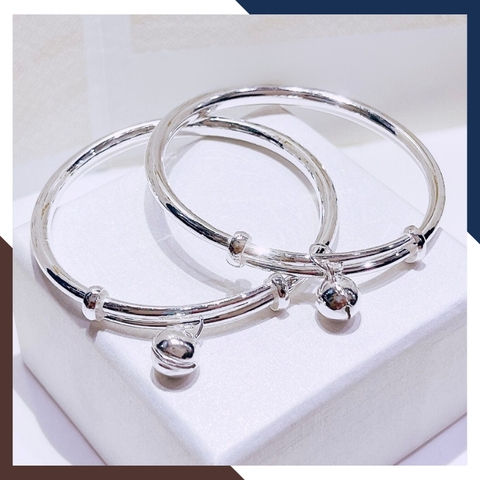 Vòng tay bạc cho bé trai bé gái, lắc chân trẻ em bạc ta nguyên chất có chuông mã AC250