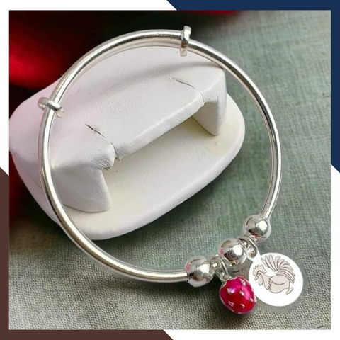 Vòng tay bạc cho bé trai bé gái, lắc tay trẻ em khắc tên, con giáp theo tuổi của bé mã AC250