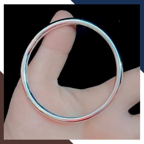 Vòng tay bạc nữ dạng kiềng trơn loại đặc mã 5C1200