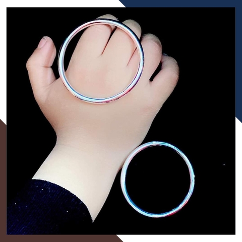 Vòng tay bạc nữ dạng kiềng trơn loại đặc mã 5C1200