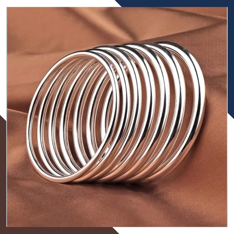 Vòng tay bạc nữ dạng kiềng trơn loại đặc mã 5C1200