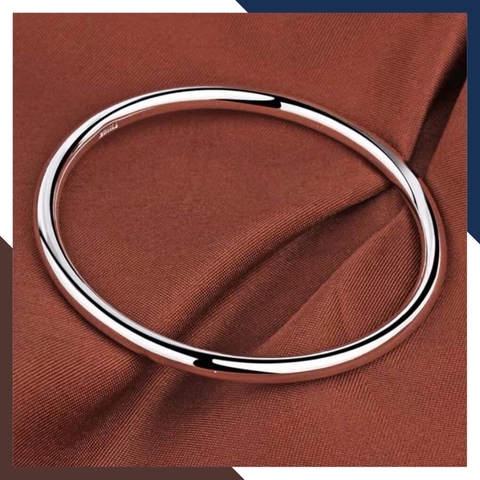 Vòng tay bạc nữ dạng kiềng trơn loại đặc mã 5C1200