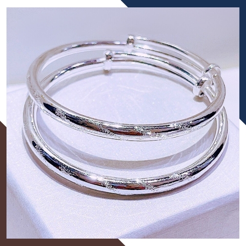 Vòng tay bạc trơn cho bé, lắc chân trẻ em bạc ta nguyên chất mã AC250