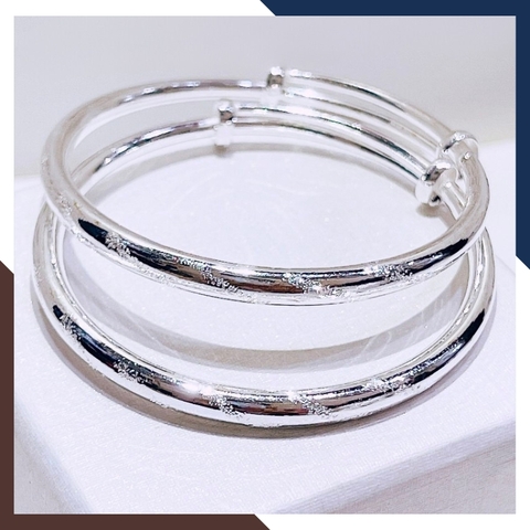 Vòng tay bạc trơn cho bé, lắc chân trẻ em bạc ta nguyên chất mã AC250