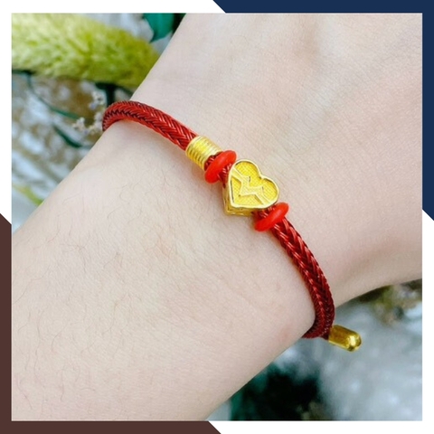 Vòng charm trái tim vàng 24k 9999 mã VCHV11