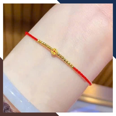 Vòng Tay Chỉ Đỏ Kim Vàng 24k 9999 May Mắn Cho Nữ VCHV85