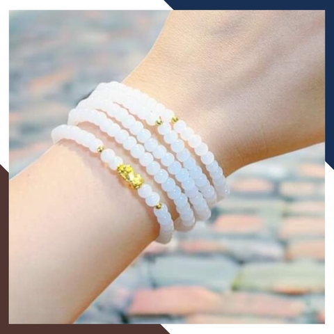 Vòng tay bạch ngọc mix charm vàng 24k mã AC1020