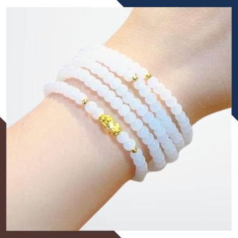 Vòng tay bạch ngọc mix charm vàng 24k mã AC1020