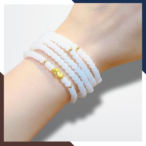 Vòng tay bạch ngọc mix charm vàng 24k mã AC1020