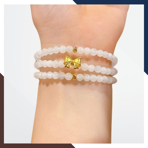 Vòng tay mã não trắng mix charm vàng 24k mã AC1280