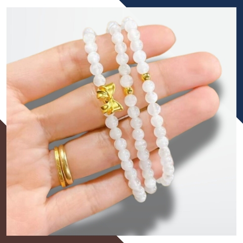 Vòng tay mã não trắng mix charm vàng 24k mã AC1280