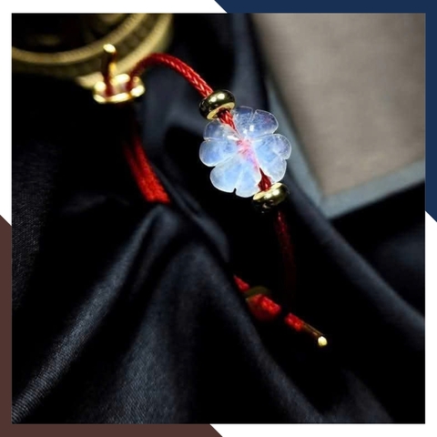 Vòng Tay Cỏ 4 Lá Đá Mặt Trăng Moonstone VTDPT23 – Bùa May Mắn Cho Cô Nàng Tinh Tế