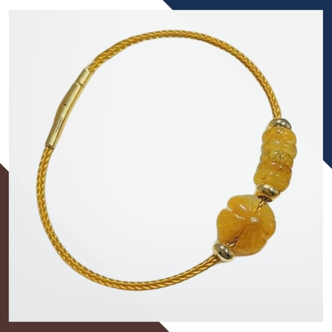 Vòng tay cỏ 4 lá mix ngũ điếu đá thạch anh tóc vàng cho nữ mệnh thổ mã AC0350