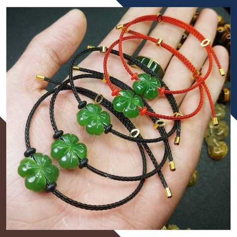 Vòng Tay Cỏ 4 Lá Ngọc Bích VTDPT20 – Bí Kíp May Mắn Luôn Bên Bạn