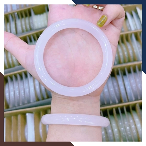 Vòng tay đá onyx nguyên khối có kiểm định màu trắng, xanh, hồng cho nữ mệnh kim, mộc, thủy, hỏa, thổ mã 250KD100