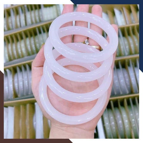 Vòng tay đá onyx nguyên khối có kiểm định màu trắng, xanh, hồng cho nữ mệnh kim, mộc, thủy, hỏa, thổ mã 250KD100