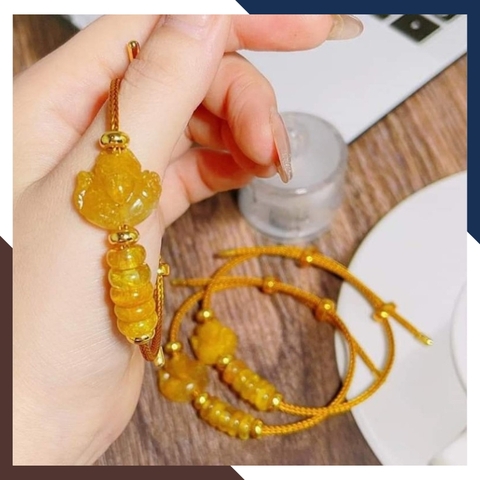 Vòng tay hồ ly mix ngũ điếu đá thạch anh tóc vàng cho nữ mệnh thổ mã AC0370