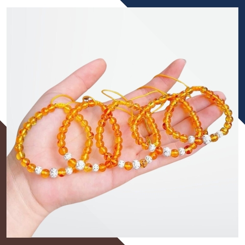 Vòng tay hổ phách mix bi bạc cho bé mã AC070