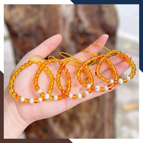 Vòng tay hổ phách mix bi bạc cho bé mã AC070