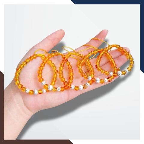 Vòng tay hổ phách mix bi bạc cho bé mã AC070