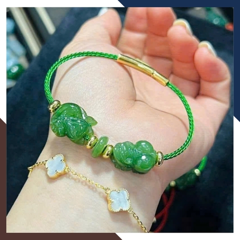 Vòng Tay Lộc Nhất Duyên Gồm Tỳ Hưu & Hồ Ly Ngọc Bích VTDPT25 – Bí Quyết Gọi Tài, Hút Duyên