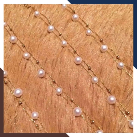 Vòng tay ngọc trai 2 vòng, lắc tay 2 dây bạc mạ vàng đính ngọc trai thật đẹp cho nữ mã 78AC240