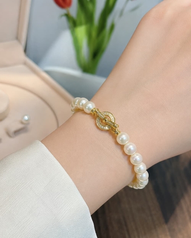 Bộ Trang Sức Ngọc Trai BTSNT258 – Classic Luxury Tối Giản Với Khóa Infinity Toggle Sang Trọng