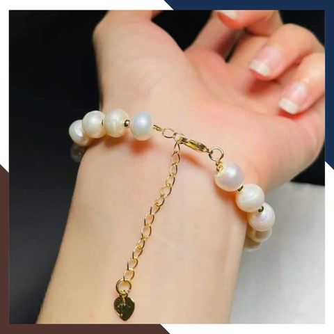 Vòng tay ngọc trai cỏ 4 lá đính đá xanh cho nữ đẹp mã 78AC220K50