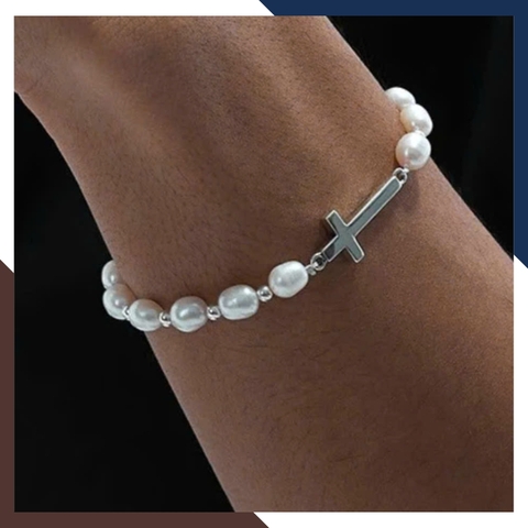 Vòng tay ngọc trai thánh giá cho nam nữ mã 78AC260