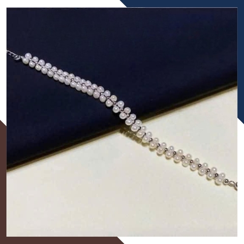 Vòng Tay Ngọc Trai Thật Đan Phối Bi Bạc VTNT50 – Vẻ Đẹp Giao Thoa Giữa Tinh Khôi & Sang Trọng