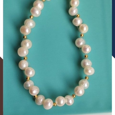 Vòng tay ngọc trai thật , lắc tay ngọc trai hạt so le phối bi bạc mã 120AC665