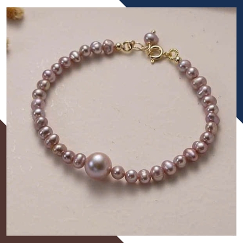 Vòng Tay Ngọc Trai Thật Màu Tím VTNT42 - Gam Màu Quyến Rũ, Thu Hút Mọi Ánh Nhìn