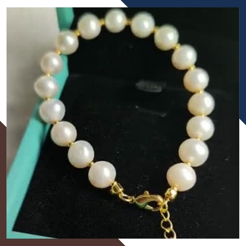 Vòng tay ngọc trai thật , vòng ngọc trai đeo tay phối bi bạc mã 120AC78